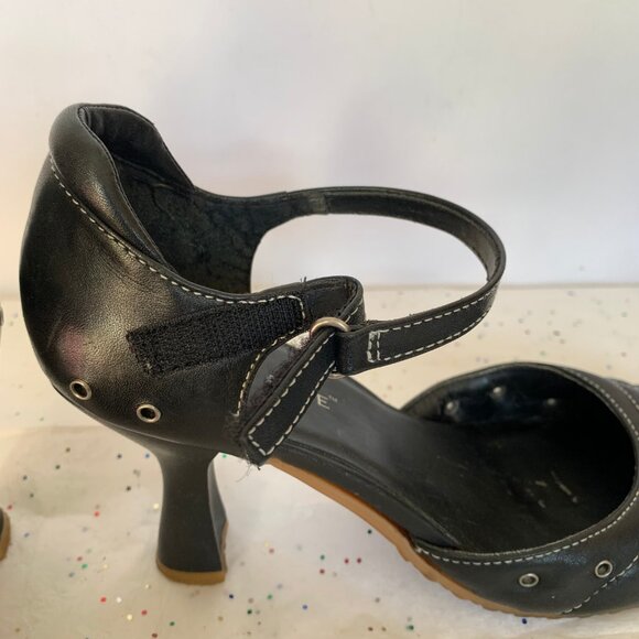 Parade VTG Y2K Black Leather Mary Jane d'Orsay Heels White Contrast Stitching 9 - Picture 13 of 16